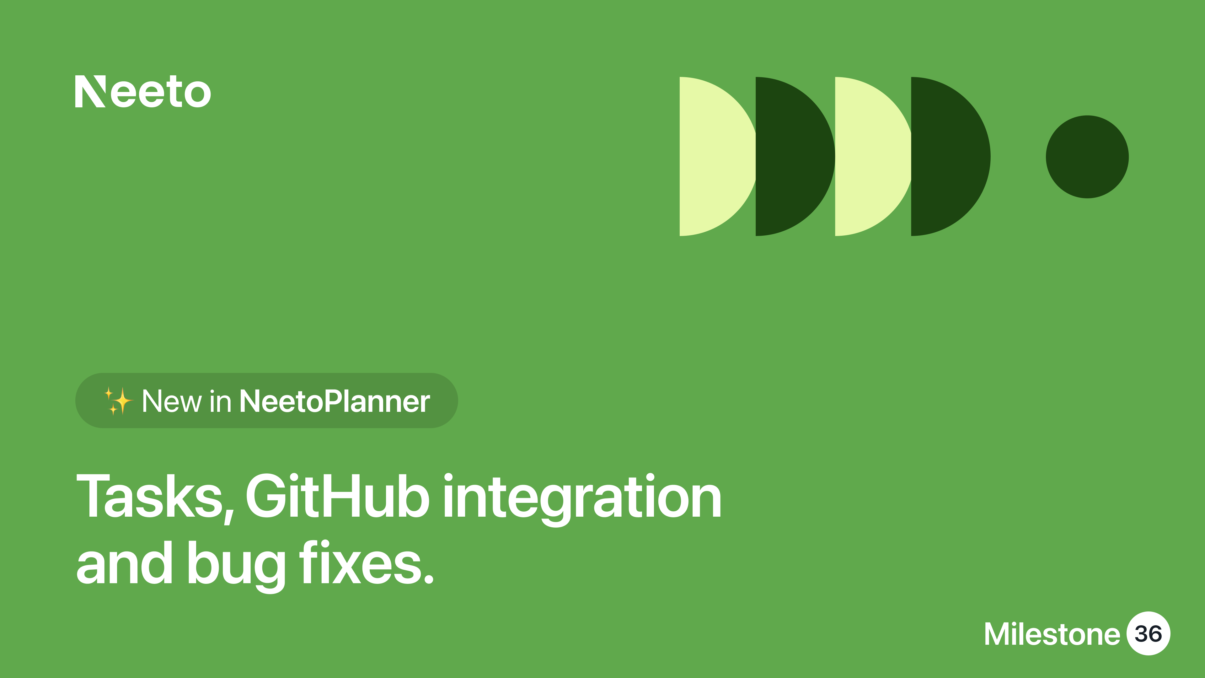 Milestone M36 - tasks, GitHub integration and bug fixes